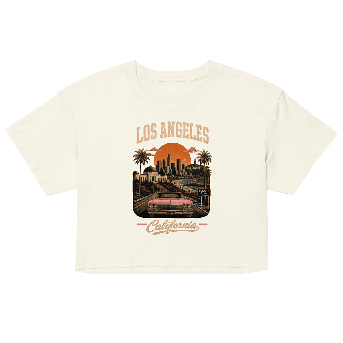 Los Angeles California women's crop top in natural, front view — Venezuelan American #color_natural