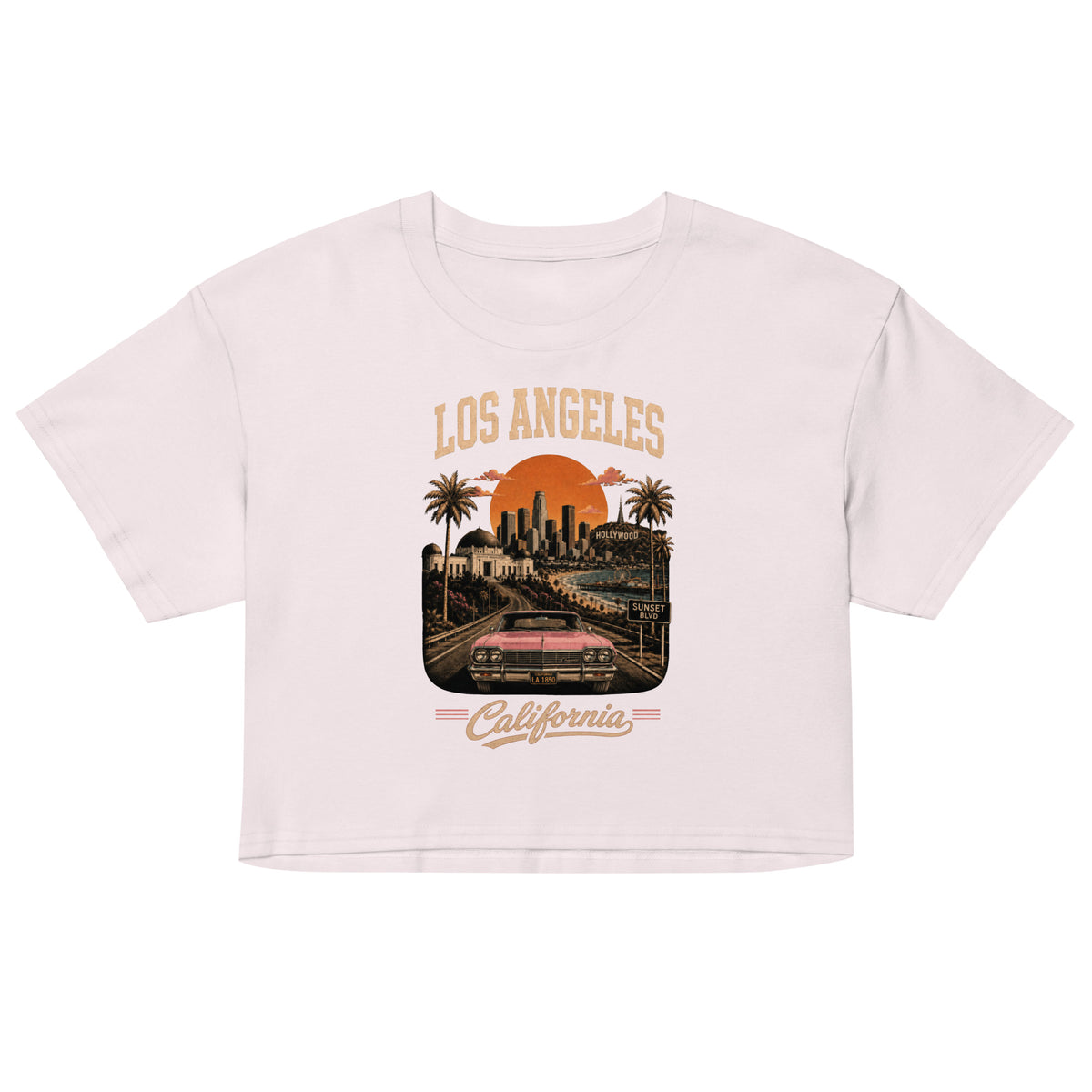 Los Angeles California women's crop top in orchid, front view — Venezuelan American #color_orchid