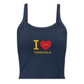 “I ❤ VZLA” I Love Venezuela women's micro-rib tank in solid navy blend, front view — ropa venezolana #color_solid_navy_blend