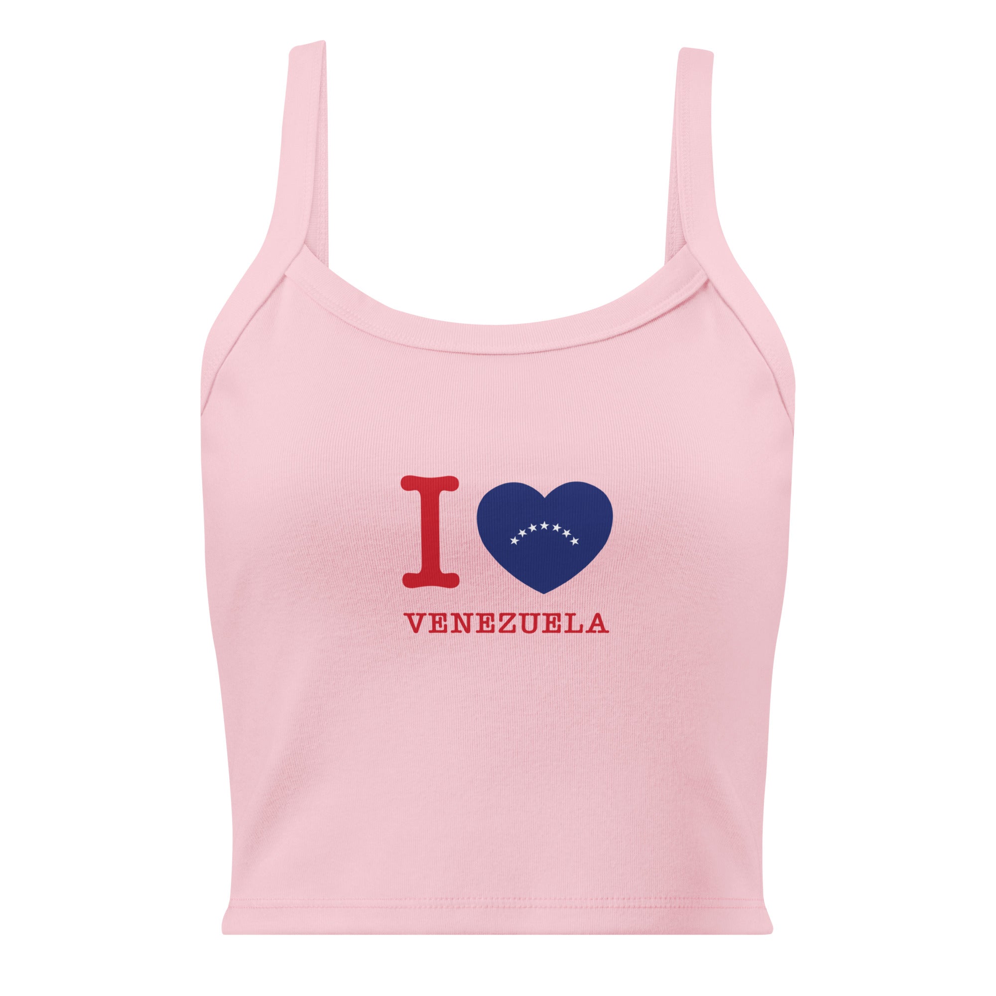 “I ❤ VZLA” I Love Venezuela women's micro-rib tank in solid pink blend, front view — ropa venezolana #color_solid_pink_blend
