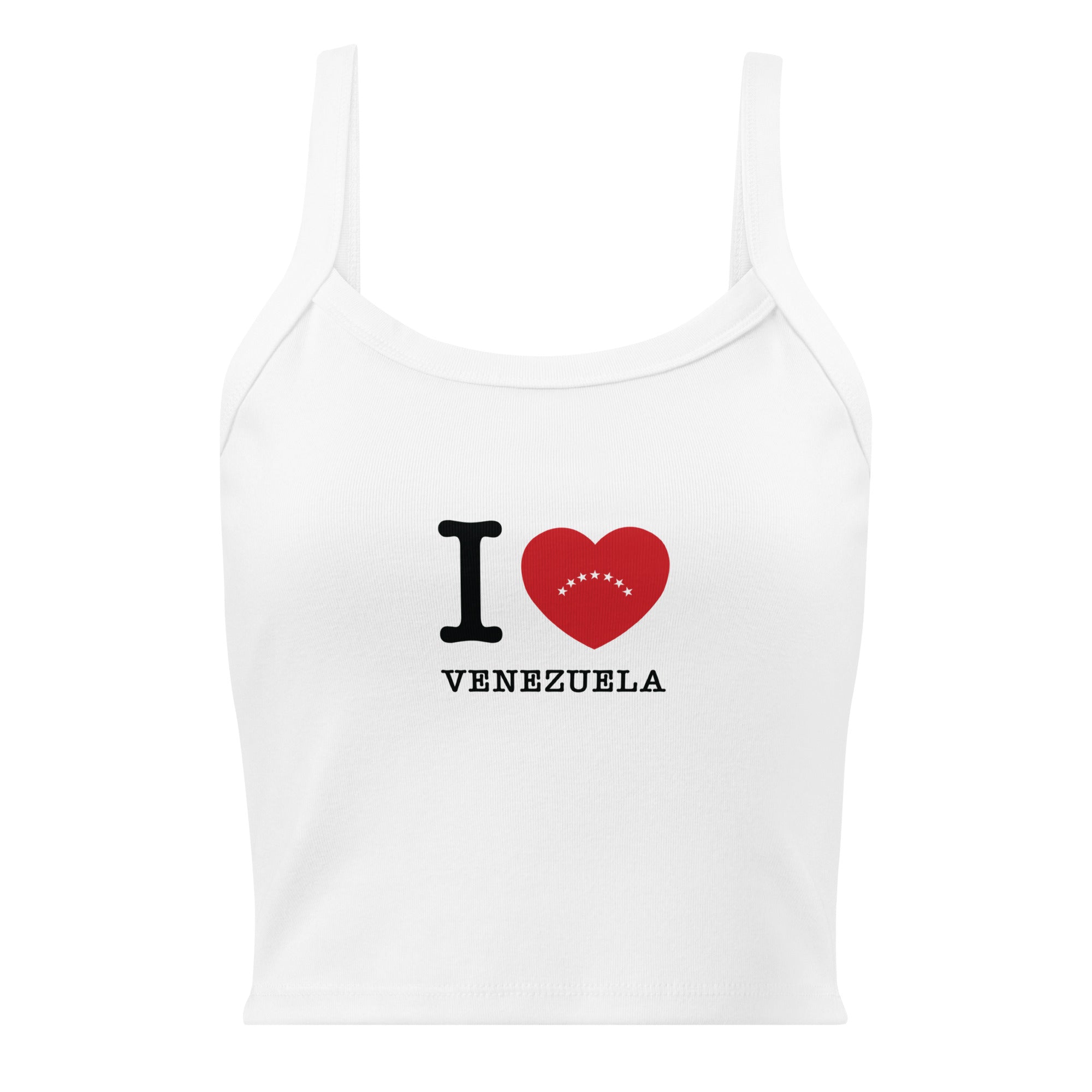 “I ❤ VZLA” I Love Venezuela women's micro-rib tank in solid white blend, front view — ropa venezolana #color_solid_white_blend